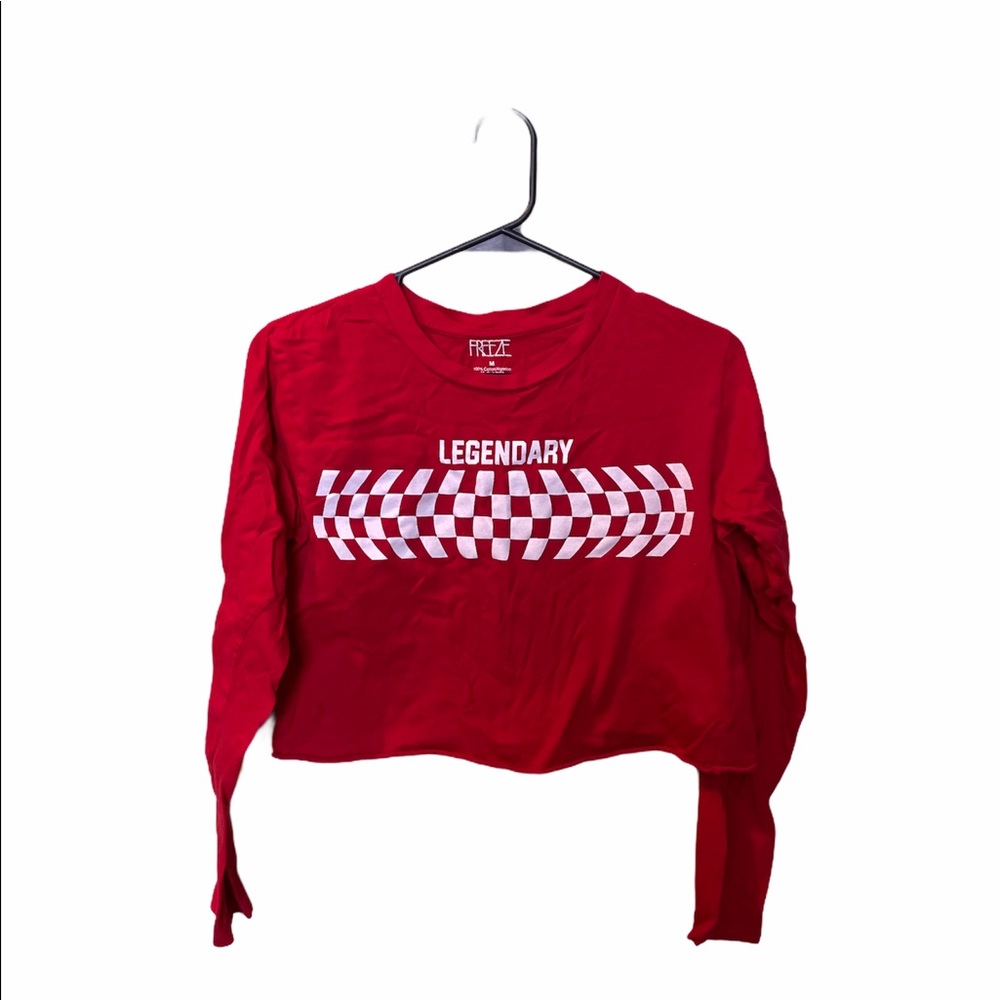 Red Cropped Long Sleeve Tee